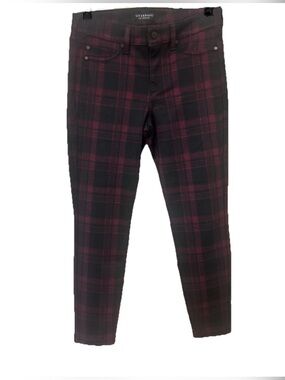 Liverpool Los Angeles Red Black Plaid Skinny Pants 6/28 Petite NWOT